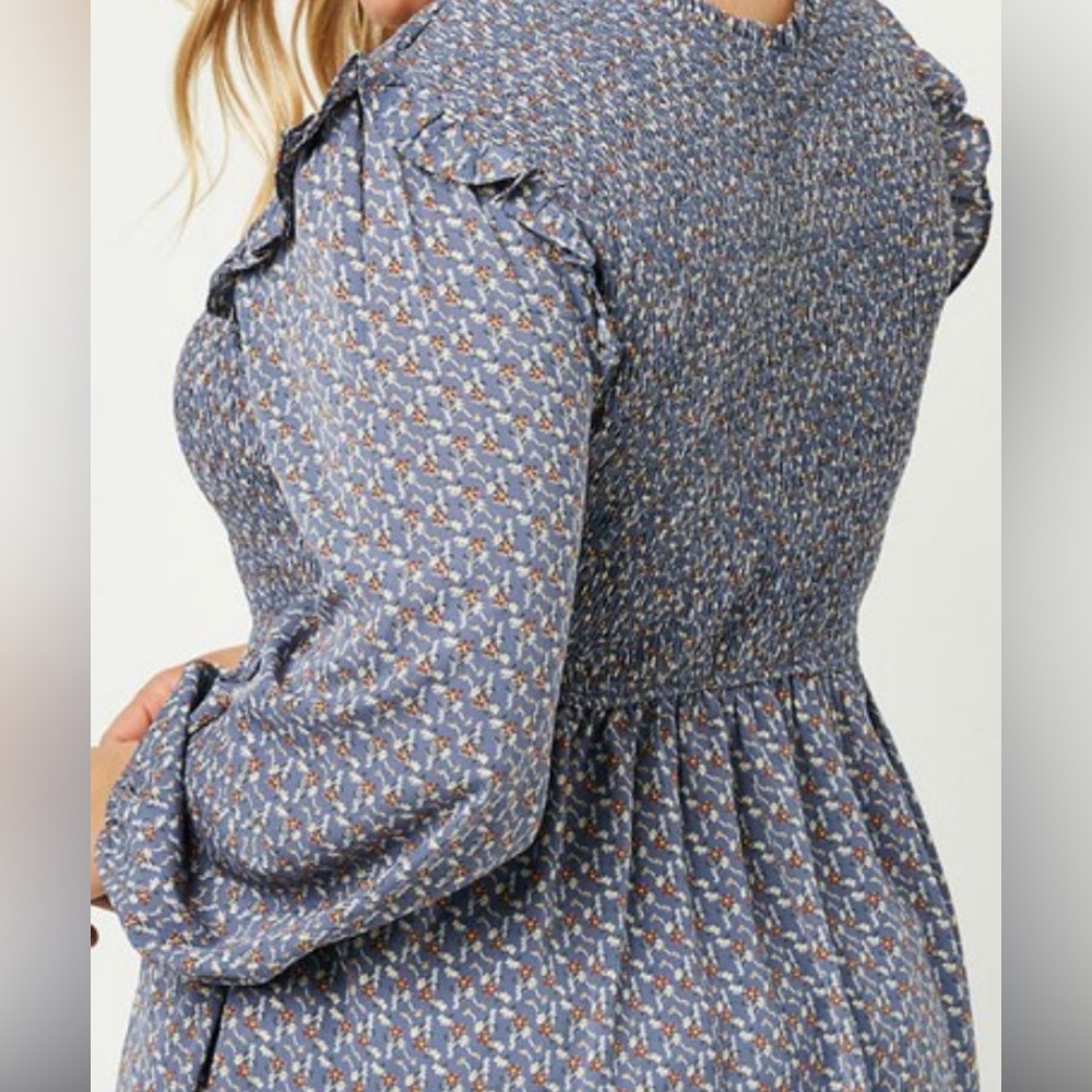 Hayden Navy Floral Ruffle Blouse
